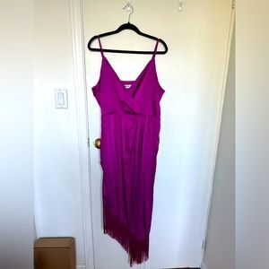 Pink formal dress with frilled ends